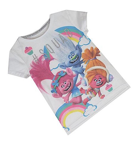 New Ex Store Trolls White Rainbow #Squad Short Sleeve T-Shirt Top 18m-7years