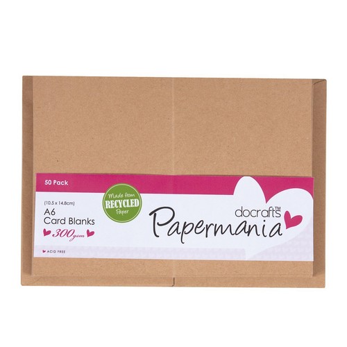Pack of 50 Papermania A6 Recycled Kraft Blank Card and Envelope