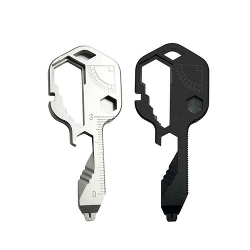 Stainless Steel Multi-Tool Key Shaped Pocket Tool for Keychain Bottle Opener
