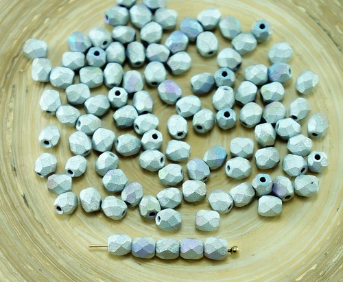 NOUVELLE FINITION 80pcs Pailleté arc-en-ciel Mat de Verre tchèque Ronde à Fac...