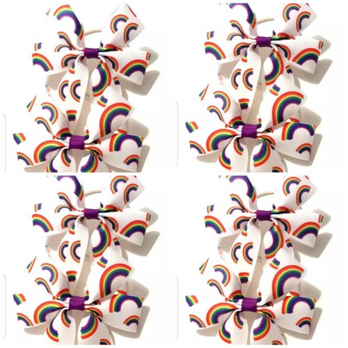 venduti in coppia Capelli fatta a mano Ragazze Arcobaleni Fiocco Bobbles..
