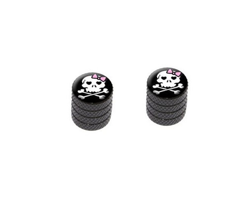 Girly Skull And Crossbones Motorcycle Bike Tire Rim Wheel Valve Stem Caps