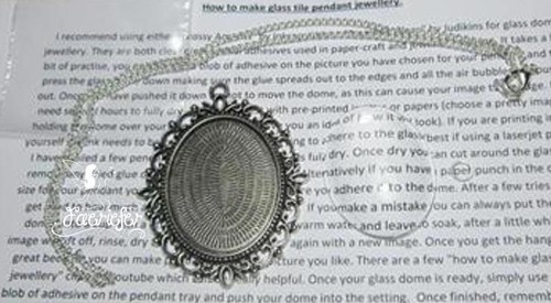 Jewellery making kit oval cameo faire votre propre photo collier argent ou bronze