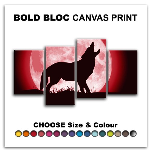 Wolf Moon Wild ANIMALS Canvas Art Print Box Framed Picture Wall Hanging BBD