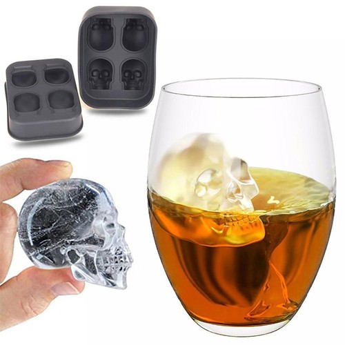 Halloween Skull Shape 3D Ice Cube Mold Maker Bar Party Silicone Trays Mould Gift