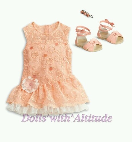 NEW American Girl Doll Peach Orange Shimmer and /& Lace Party Dress Easter Spring
