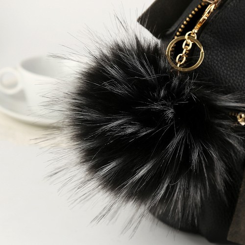 Big Faux Fur Pom-pom KeyChain Bag Charm Fluffy Cute Ball Keyring Pendant Dangle