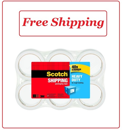 6 Pack 1.88 in x 60.15 yd Scotch Heavy Duty Shipping Packaging Tape