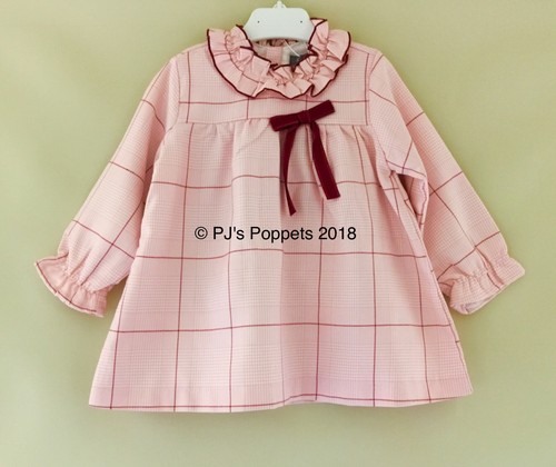 BABY GIRLS SPANISH STYLE DRESS PINK WINE CHECK 6 9 12 18 24 MONTHS