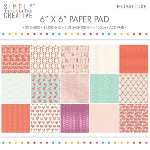 Premium Craft Paperstock Simply Creative 6x6/" Floral Luxe Scrapbook Paper