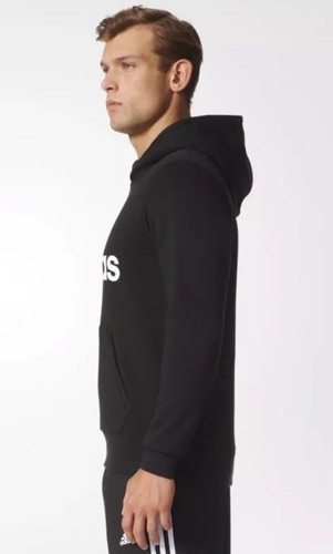 ADIDAS Men’s Essential Linear Logo Pullover Hoodie Black//White S98772 SZ M New!!
