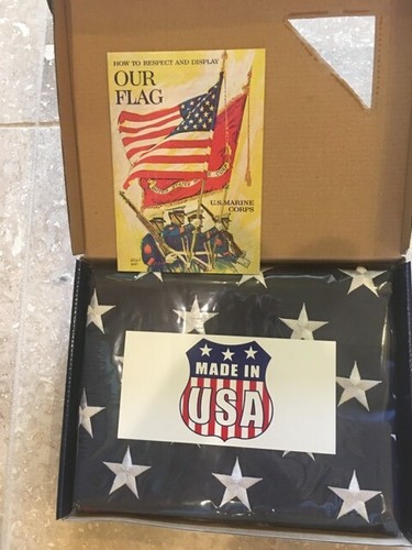 UNITED STATES OF AMERICA FLAG 3/'X5/' 600D ROUGH TEX EMBROIDERED STARS STRIPES BOX