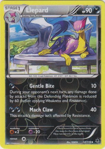 57//119 Uncommon Pokemon Phantom Forces Liepard Reverse Foil