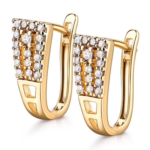 Ventilateur CALIN Cristal 18K argent//Gold Filled Women Lady mariage Boucles d/'oreilles Créoles Box