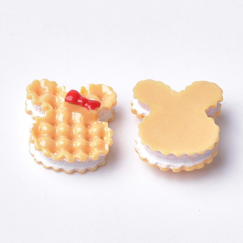10 Stück Kekse 17x16mm Cabochons Harz Resin Waffel Hase Scrapbooking 2646