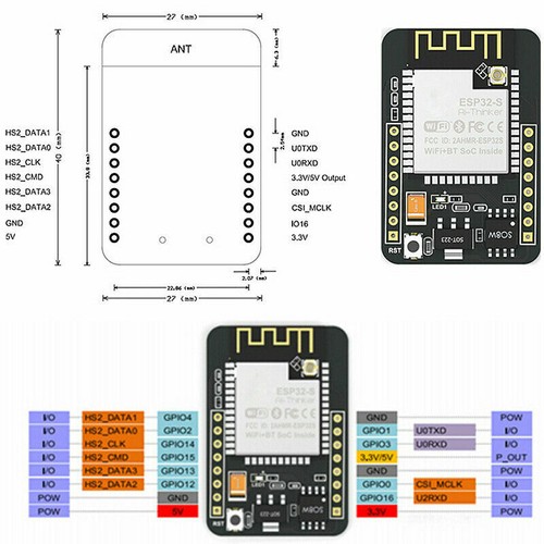 ESP32-CAM ESP32 5V Wifi Bluetooth board de desarrollo con Módulo de Cámara OV2640