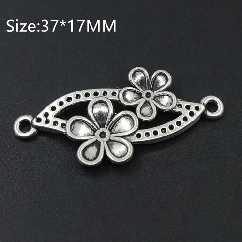 7PCS Tibetan Silver Retro Flower Connector Charms Pendant Fit Crafts Bracelet