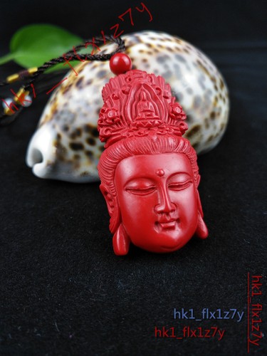 Chinese Natural Red Organic Cinnabar Lotus Necklace Pendant Lucky Amulet Hot