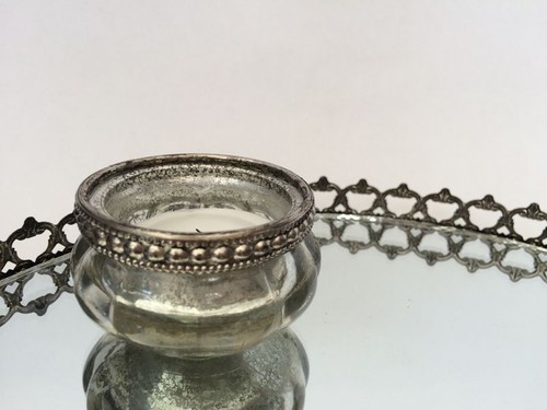 Antique Style Glass /& Metal Vintage Tea Light Candle Holder Wedding Decoration