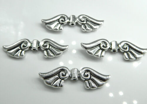 10 Flügel Perlen 44mm groß silber Metall XL Engelsflügel Schutzengel Perlenengel