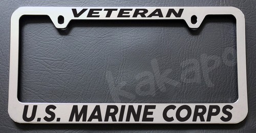 VETERAN US MARINE CORPS USMC Chrome License Plate Frame