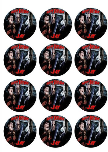 Freddy//Jason//Michael Personalized Edible Print Cake Topper Frosting Sheet 5 Size