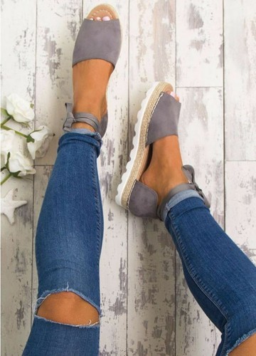 Summer Women Girls Lace Tie Up Espadrilles Sandals Peep Toe Flatform Shoes US