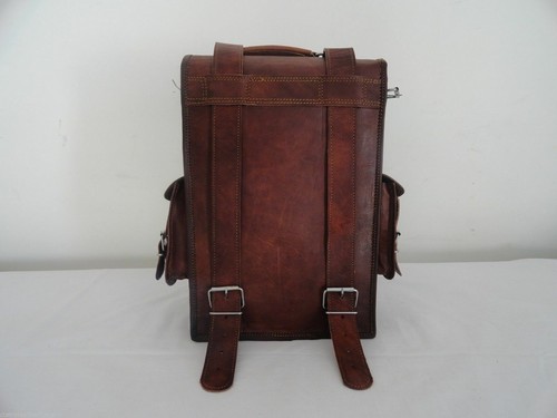 Vintage 15/" Men/'s Leather Backpack bag shoulder Briefcase rucksack laptop bag
