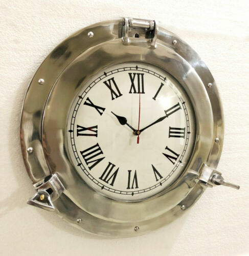 Details about  / 15/'/' Aluminium Porthole Wall Clock Nautical Home Decor Ship Porthole Clock