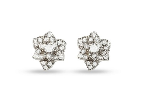 Argent Sterling 925 Boucles D/'Oreille Zircone Cubique Fleur Rond Blanc Pour Femmes-Classique