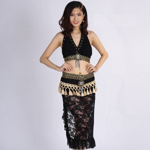 Top, Hip Scarf 3 Colors HJ2660# Belly Dance Costume Lace Tribal