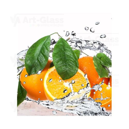 Splashback Toughened Glass Unique Orange Fruits and Splashing Water Any Sizes