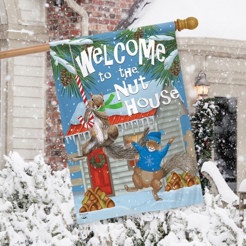 Winter Nut House House Flag Squirrels Welcome 28/" x 40/" Briarwood Lane