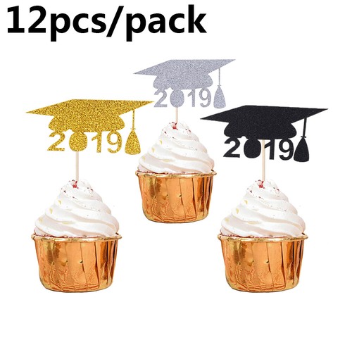 Props Party Supplies Cake Decor 2019 Graduation Cupcake Toppers Food Sticks