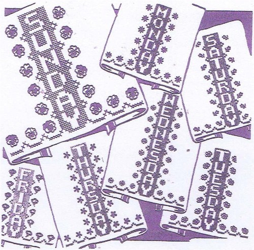 Vintage Embroidery transfer repo 2975 Cross Stitch words for Days of the Week