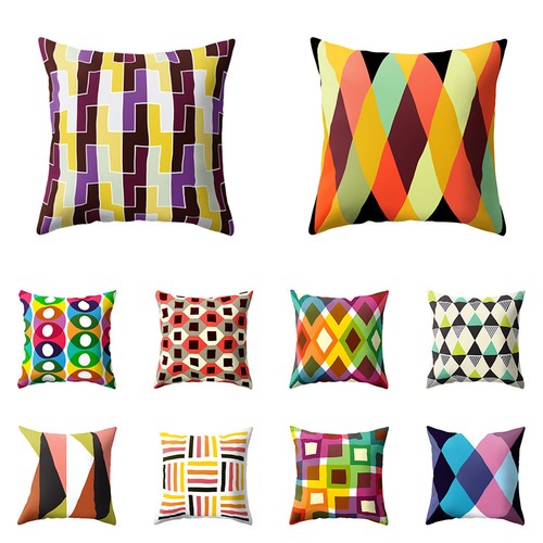 QA/_ NE/_ EG/_ Modern Geometry Throw Pillow Case Cushion Cover Colorful Home Sofa