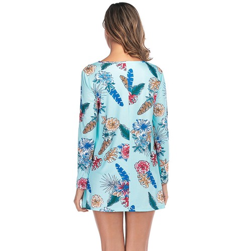 Women Floral Maternity Breastfeeding Long Sleeve Skater Swing Nursing Mini Dress