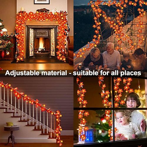 10//20//40 LED Fall Maple Leaves Fairy String Light Autumn Leaf Lamp Garland Decor