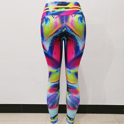 Womens Workout Gym Sports Yoga Pants Leggings Fitness Stretch Trousers Rainbow