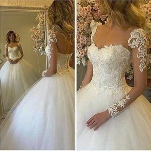 Vintage-Long-Sleeve-Wedding-Dress-Lace-Appliques-2016-Church-Ball-Bridal-Gown
