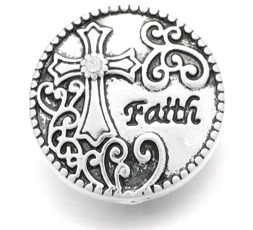 Fits Ginger Snaps Faith silver SNAP Interchangeable JEWELRY Button charm 18mm US