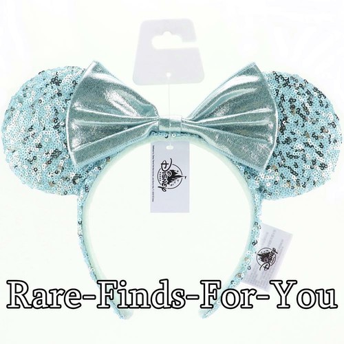 Disney Parks Minnie Mouse Bow Frozen Arendelle Aqua Sequin Ear Headband NEW//TAGS
