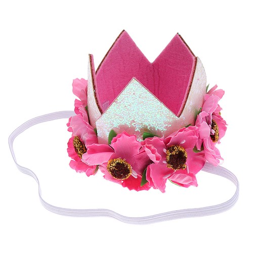 Baby Kinder Mädchen Krone mit Blumen Prinzessin Haarschmuck Haarband Party