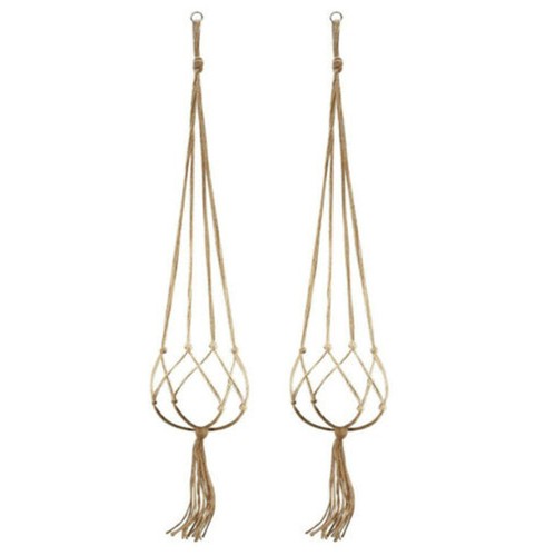 4* Macrame Plant Flower Pot Hanger Vintage Jute Rope Basket Holder Garden Decor