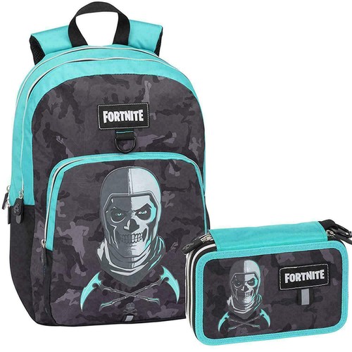 ZAINO SCUOLA FORTNITE ASTUCCIO 3 ZIP COMPLETO EPIC GAMES ORIGINALE ZAINETTO