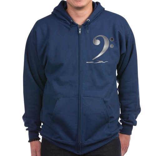 CafePress Shadowy /"Silver/" Bass Clef Zip Hoodie