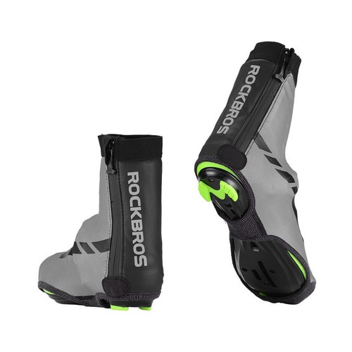 ROCKBROS Cycling Fleece Shoes Cover Waterproof Zipper Reflective Overshoes