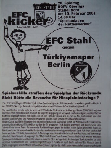 Programme 2000//01 sidérurgie les Citadins FC Acier-türkiyemspor