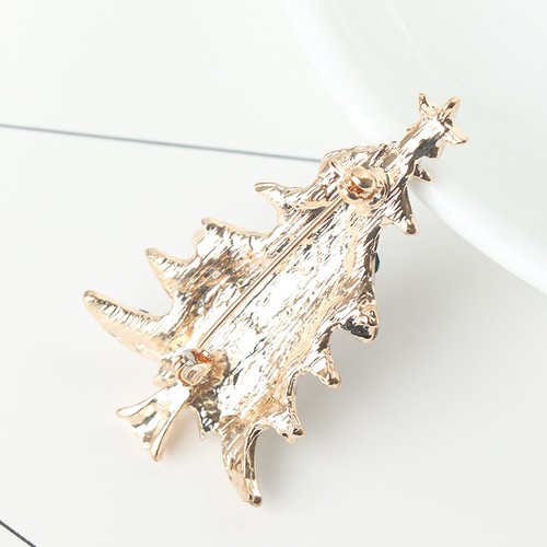 Aleación únicas de Mujer con Estrás Árbol De Navidad Broche Alfiler De Cuello Moda Joyería