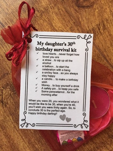 My Daughter/'s 30th Birthday Fun Survival Kit unique Hand Made Gift
